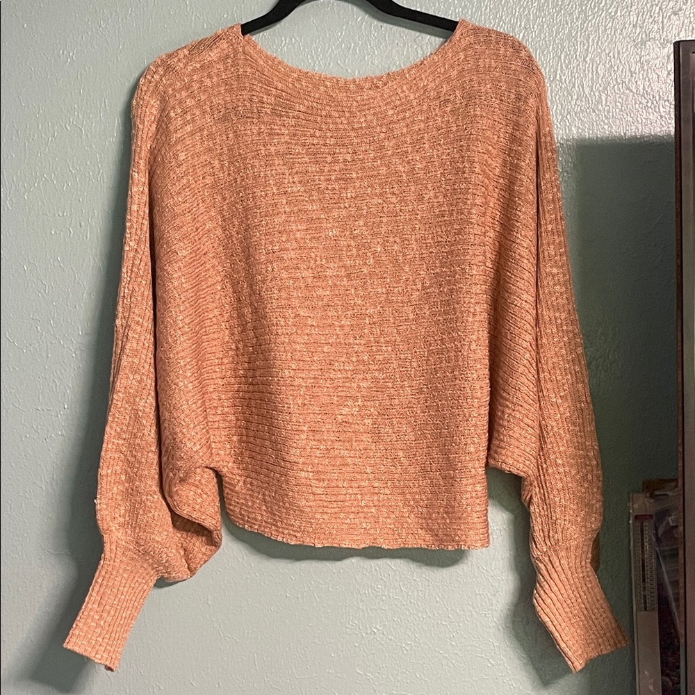 Blush pink cozy sweater with gold sparkle detail